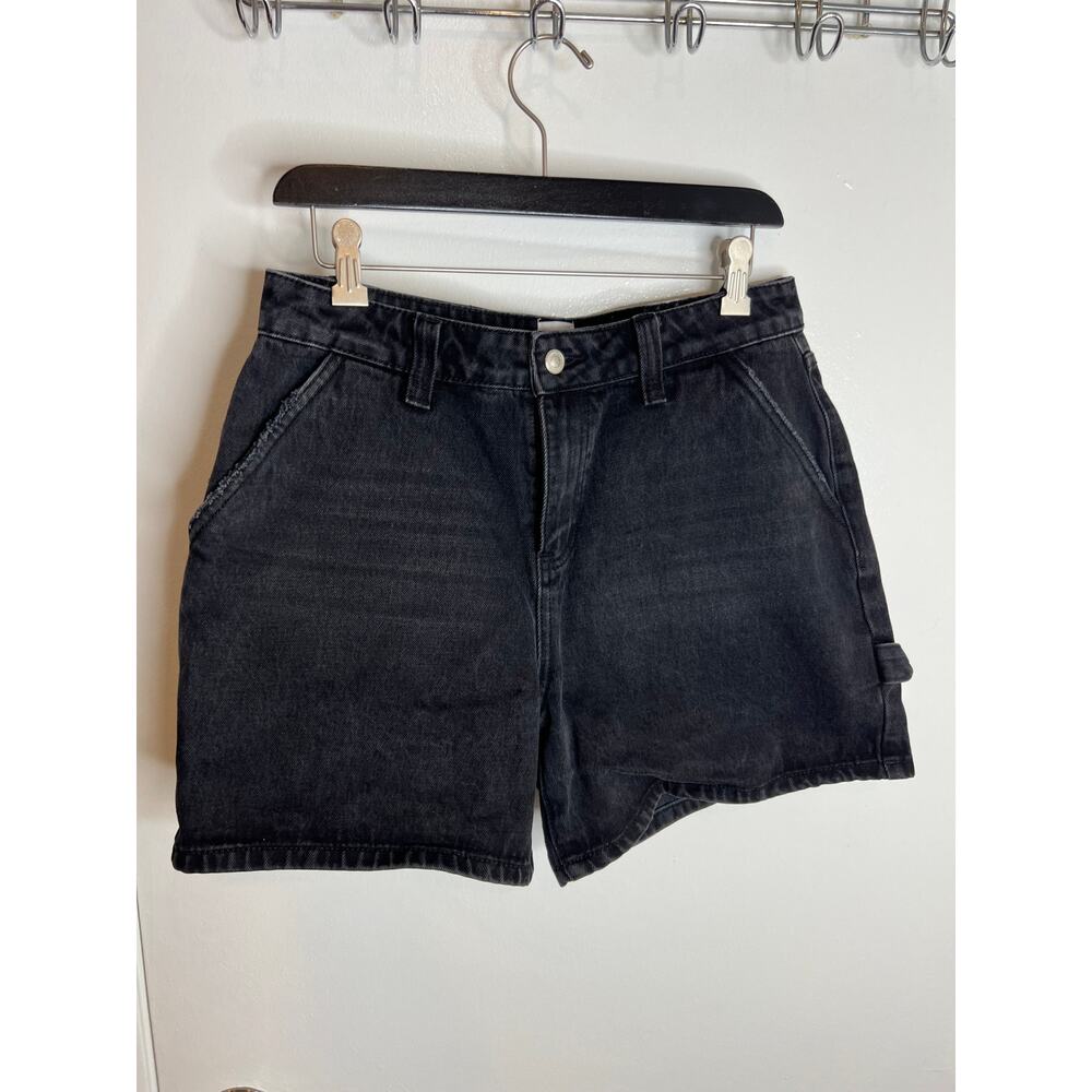Princess Polly Women's Flat Front Denim Carpenter Shorts Black ~ Size 8